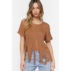 Destroyed Short-Sleeve Top, NWT, Size M